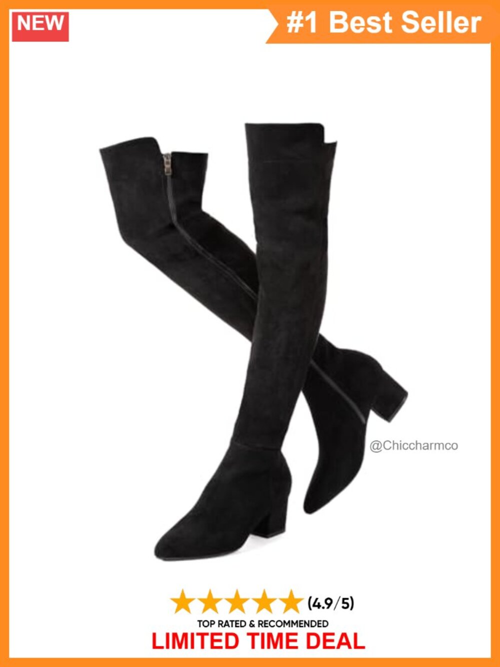 Over Knee Thigh High Boots Faux Suede Low Block Heel